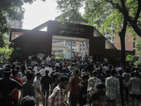 Quota student protestors are entering a dormitory of Dhaka University during a clash with BCL members in Dhaka, Bangladesh, on July 15, 2024...