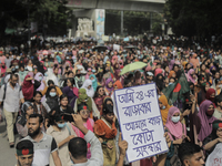 Students and job seekers are gathering to protest against the government job seeking quota system in Dhaka, Bangladesh, on July 15, 2024. (