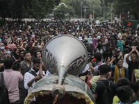 Students and job seekers are gathering to protest against the government job seeking quota system in Dhaka, Bangladesh, on July 15, 2024. (