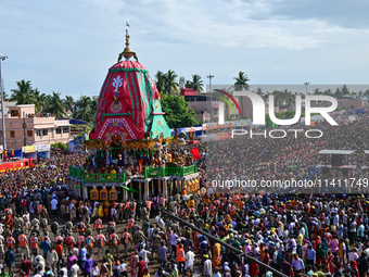 evotees Are Seen As They Are Pulling Shree Jagannath Temple Ditties Chariots On Bahuda Yatra Festival Day As It Is The End Day Of The Dittie...