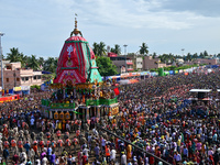 evotees Are Seen As They Are Pulling Shree Jagannath Temple Ditties Chariots On Bahuda Yatra Festival Day As It Is The End Day Of The Dittie...