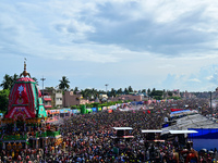 evotees Are Seen As They Are Pulling Shree Jagannath Temple Ditties Chariots On Bahuda Yatra Festival Day As It Is The End Day Of The Dittie...