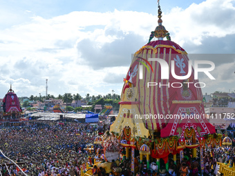 evotees Are Seen As They Are Pulling Shree Jagannath Temple Ditties Chariots On Bahuda Yatra Festival Day As It Is The End Day Of The Dittie...