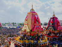 evotees Are Seen As They Are Pulling Shree Jagannath Temple Ditties Chariots On Bahuda Yatra Festival Day As It Is The End Day Of The Dittie...