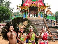  	Shree Jagannath Temple Traditional Dancers Are Seen As They Are Performing Their Traditional Dances On The Shree Jagannath Temple Ditties...