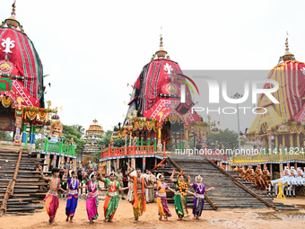  	Shree Jagannath Temple Traditional Dancers Are Seen As They Are Performing Their Traditional Dances On The Shree Jagannath Temple Ditties...