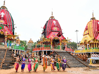  	Shree Jagannath Temple Traditional Dancers Are Seen As They Are Performing Their Traditional Dances On The Shree Jagannath Temple Ditties...