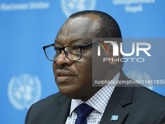 Claver Gatete, Executive Secretary, United Nations Economic Commission for Africa  briefs the media on the Ministerial-level Africa Day at t...