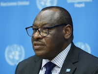 Claver Gatete, Executive Secretary, United Nations Economic Commission for Africa  briefs the media on the Ministerial-level Africa Day at t...