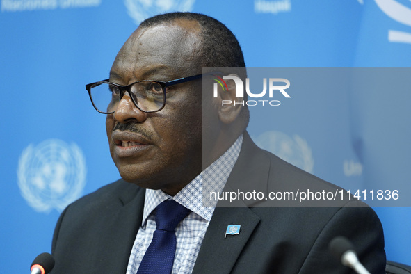 Claver Gatete, Executive Secretary, United Nations Economic Commission for Africa  briefs the media on the Ministerial-level Africa Day at t...