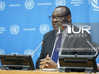 Claver Gatete, Executive Secretary, United Nations Economic Commission for Africa  briefs the media on the Ministerial-level Africa Day at t...