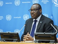 Claver Gatete, Executive Secretary, United Nations Economic Commission for Africa  briefs the media on the Ministerial-level Africa Day at t...