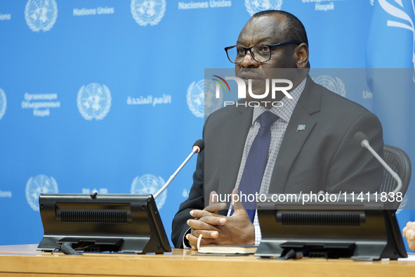 Claver Gatete, Executive Secretary, United Nations Economic Commission for Africa  briefs the media on the Ministerial-level Africa Day at t...