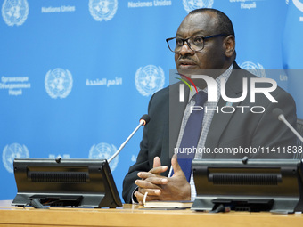 Claver Gatete, Executive Secretary, United Nations Economic Commission for Africa  briefs the media on the Ministerial-level Africa Day at t...