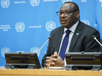 Claver Gatete, Executive Secretary, United Nations Economic Commission for Africa  briefs the media on the Ministerial-level Africa Day at t...