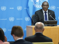 Claver Gatete, Executive Secretary, United Nations Economic Commission for Africa  briefs the media on the Ministerial-level Africa Day at t...