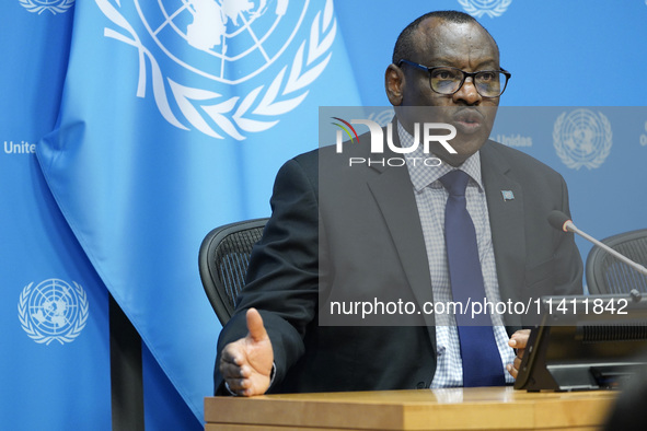 Claver Gatete, Executive Secretary, United Nations Economic Commission for Africa  briefs the media on the Ministerial-level Africa Day at t...