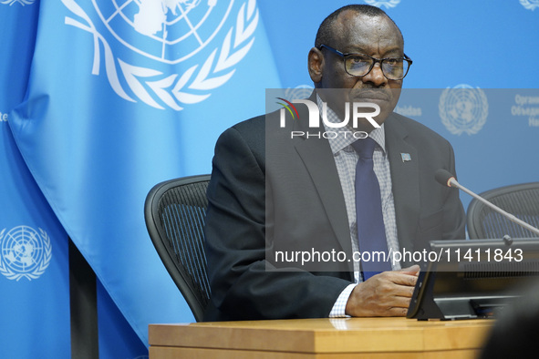 Claver Gatete, Executive Secretary, United Nations Economic Commission for Africa  briefs the media on the Ministerial-level Africa Day at t...