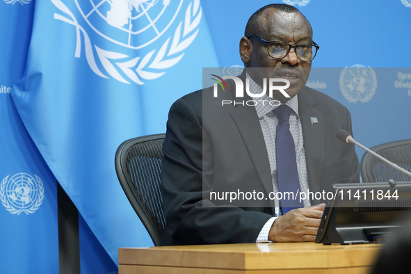 Claver Gatete, Executive Secretary, United Nations Economic Commission for Africa  briefs the media on the Ministerial-level Africa Day at t...