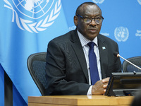 Claver Gatete, Executive Secretary, United Nations Economic Commission for Africa  briefs the media on the Ministerial-level Africa Day at t...