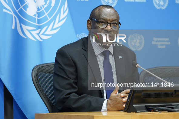 Claver Gatete, Executive Secretary, United Nations Economic Commission for Africa  briefs the media on the Ministerial-level Africa Day at t...