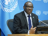 Claver Gatete, Executive Secretary, United Nations Economic Commission for Africa  briefs the media on the Ministerial-level Africa Day at t...