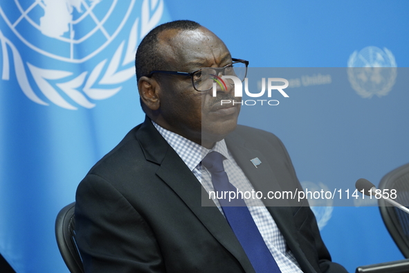 Claver Gatete, Executive Secretary, United Nations Economic Commission for Africa briefs the media on the Ministerial-level Africa Day at th...