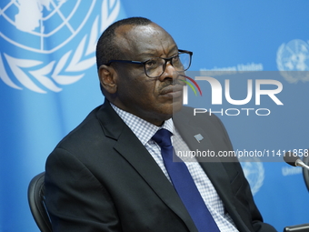 Claver Gatete, Executive Secretary, United Nations Economic Commission for Africa briefs the media on the Ministerial-level Africa Day at th...