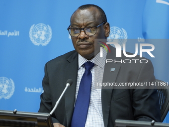 Claver Gatete, Executive Secretary, United Nations Economic Commission for Africa briefs the media on the Ministerial-level Africa Day at th...