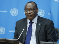 Claver Gatete, Executive Secretary, United Nations Economic Commission for Africa briefs the media on the Ministerial-level Africa Day at th...