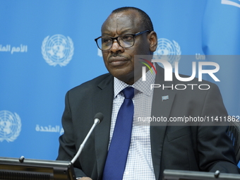 Claver Gatete, Executive Secretary, United Nations Economic Commission for Africa briefs the media on the Ministerial-level Africa Day at th...