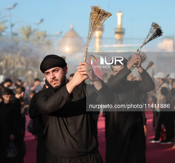 Muslims Pay Their Respects In Karbala, Iraq, on july 15, 2024. Ashura Is A Period Of Mourning In Remembrance Of The Seventh - Century Martyr...