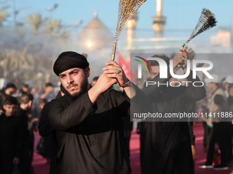 Muslims Pay Their Respects In Karbala, Iraq, on july 15, 2024. Ashura Is A Period Of Mourning In Remembrance Of The Seventh - Century Martyr...