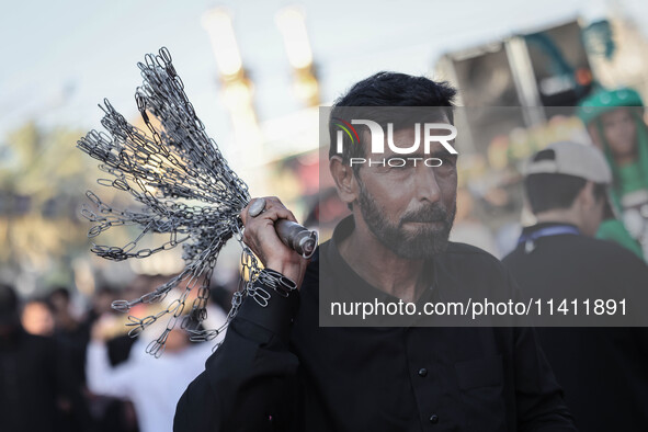 Muslims Pay Their Respects In Karbala, Iraq, on july 15, 2024. Ashura Is A Period Of Mourning In Remembrance Of The Seventh - Century Martyr...