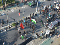 Kashmiri Shia Muslims are displaying Palestinian flags during a procession on the 8th of Muharram in Srinagar, Indian Administered Kashmir,...