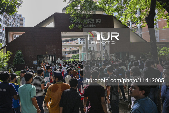 Anti-quota protesters and students backing the ruling Awami League party are clashing on Dhaka University campus in Dhaka, Bangladesh, on Ju...