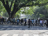 Anti-quota protesters and students backing the ruling Awami League party are clashing on Dhaka University campus in Dhaka, Bangladesh, on Ju...