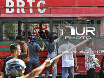 Anti-quota protesters and students backing the ruling Awami League party are clashing on Dhaka University campus in Dhaka, Bangladesh, on Ju...