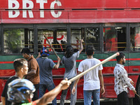 Anti-quota protesters and students backing the ruling Awami League party are clashing on Dhaka University campus in Dhaka, Bangladesh, on Ju...