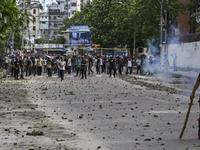 Anti-quota protesters and students backing the ruling Awami League party are clashing on Dhaka University campus in Dhaka, Bangladesh, on Ju...