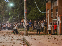 Anti-quota protesters and students backing the ruling Awami League party are clashing on Dhaka University campus in Dhaka, Bangladesh, on Ju...