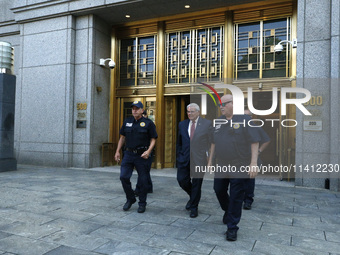 Senator Bob Menendez (D-NJ) leaves the United States District Court for the Southern District of New York after the second day of deliberati...