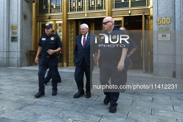 Senator Bob Menendez (D-NJ) leaves the United States District Court for the Southern District of New York after the second day of deliberati...