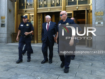 Senator Bob Menendez (D-NJ) leaves the United States District Court for the Southern District of New York after the second day of deliberati...