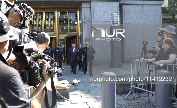 Senator Bob Menendez (D-NJ) leaves the United States District Court for the Southern District of New York after the second day of deliberati...