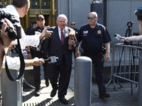 Senator Bob Menendez (D-NJ) leaves the United States District Court for the Southern District of New York after the second day of deliberati...