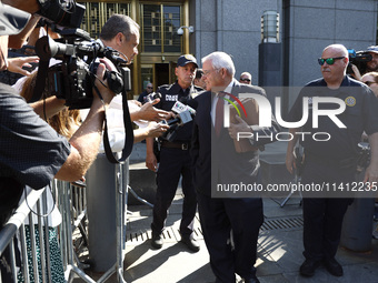 Senator Bob Menendez (D-NJ) leaves the United States District Court for the Southern District of New York after the second day of deliberati...