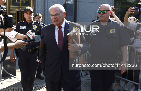 Senator Bob Menendez (D-NJ) leaves the United States District Court for the Southern District of New York after the second day of deliberati...