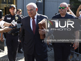 Senator Bob Menendez (D-NJ) leaves the United States District Court for the Southern District of New York after the second day of deliberati...