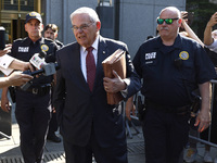 Senator Bob Menendez (D-NJ) leaves the United States District Court for the Southern District of New York after the second day of deliberati...